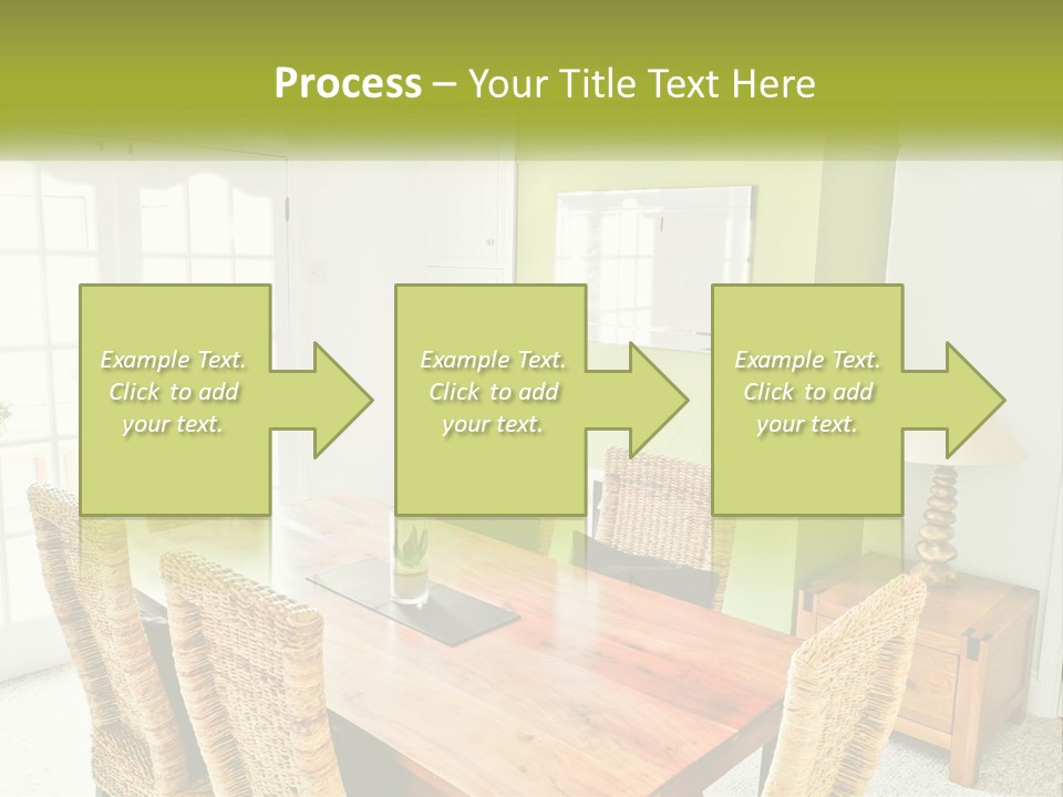 A Table With Chairs And A Lamp In A Room PowerPoint Template