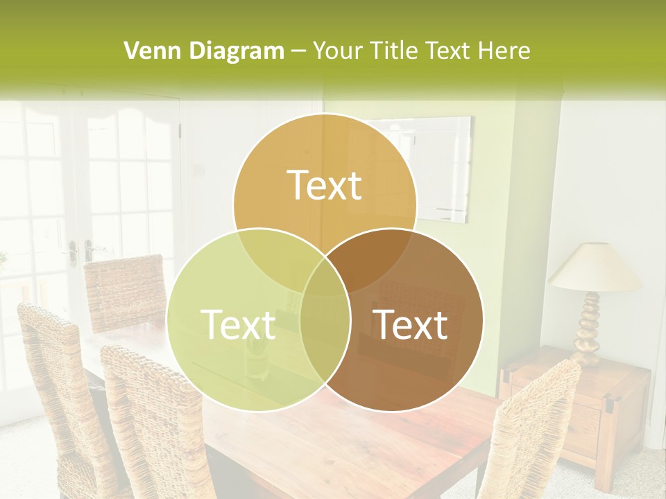 A Table With Chairs And A Lamp In A Room PowerPoint Template