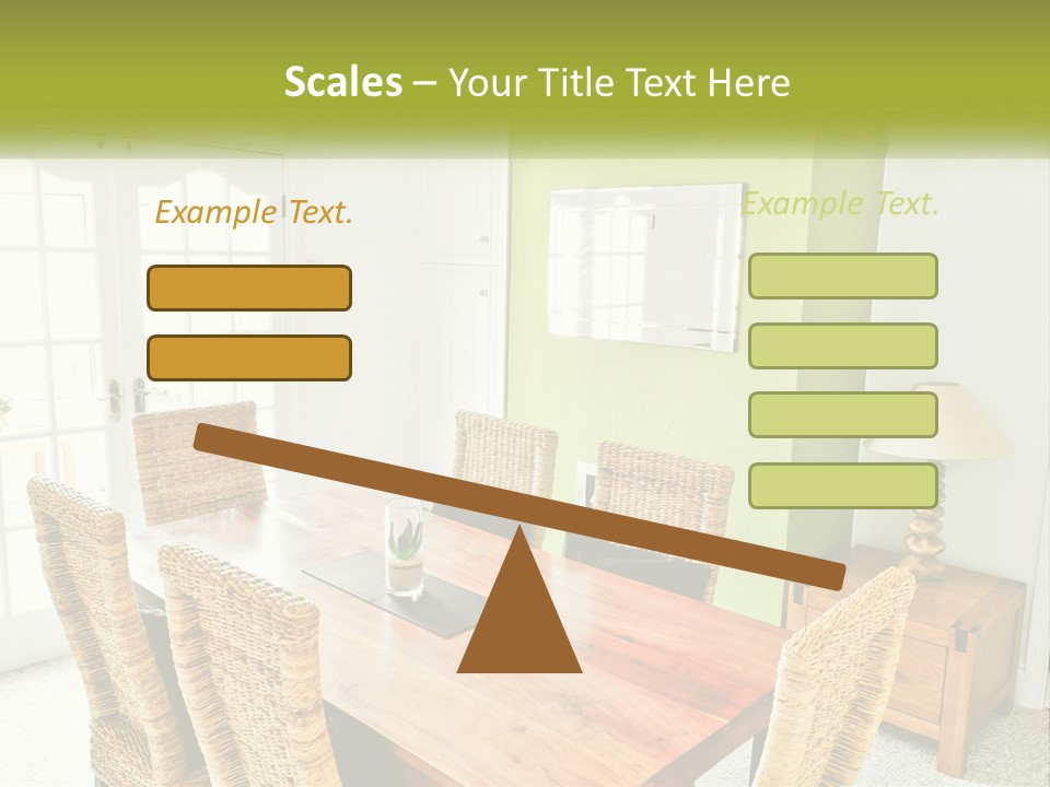 A Table With Chairs And A Lamp In A Room PowerPoint Template