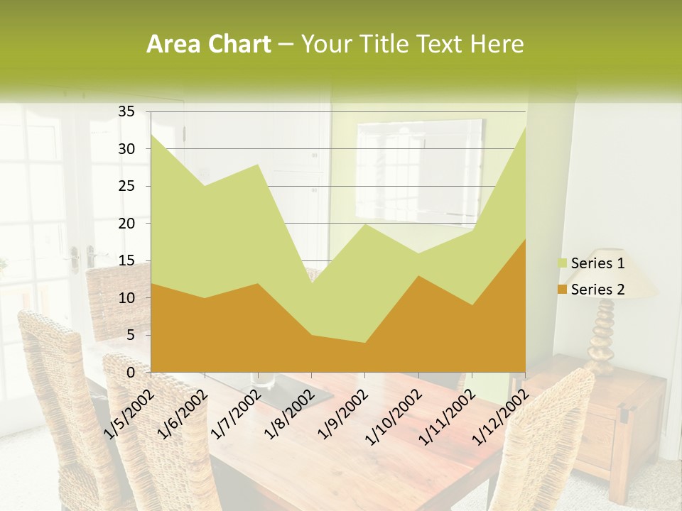 A Table With Chairs And A Lamp In A Room PowerPoint Template