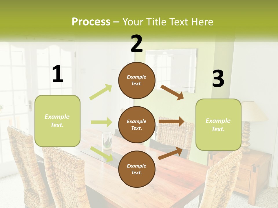A Table With Chairs And A Lamp In A Room PowerPoint Template