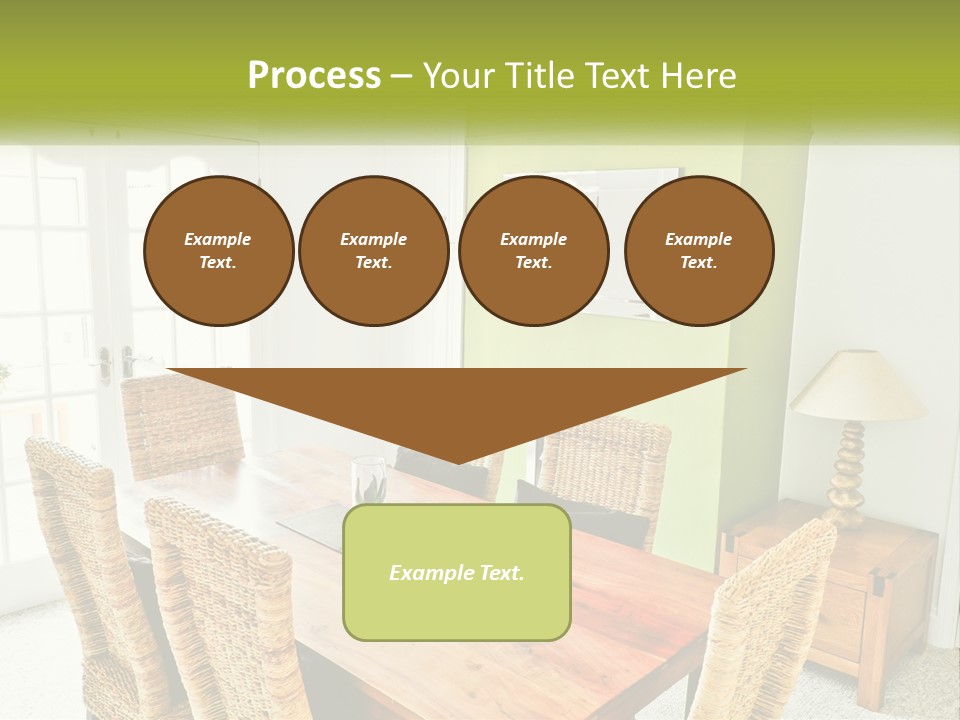 A Table With Chairs And A Lamp In A Room PowerPoint Template