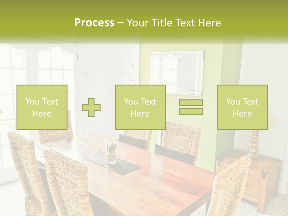 A Table With Chairs And A Lamp In A Room PowerPoint Template