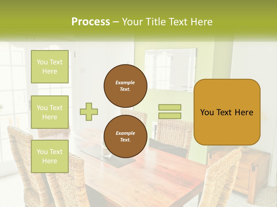 A Table With Chairs And A Lamp In A Room PowerPoint Template
