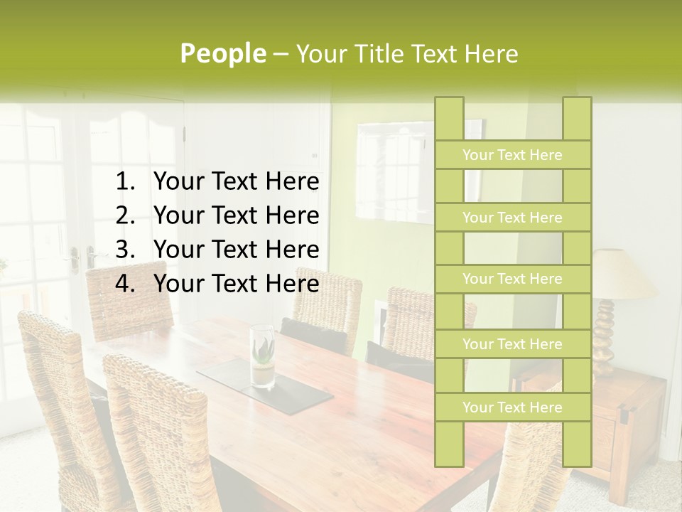 A Table With Chairs And A Lamp In A Room PowerPoint Template