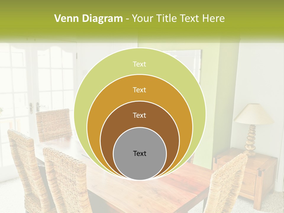 A Table With Chairs And A Lamp In A Room PowerPoint Template