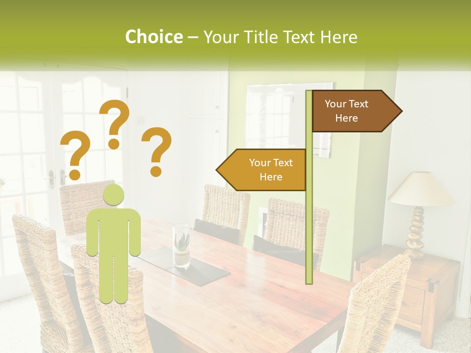 A Table With Chairs And A Lamp In A Room PowerPoint Template