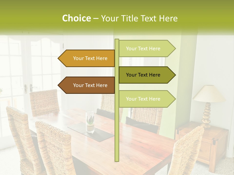 A Table With Chairs And A Lamp In A Room PowerPoint Template