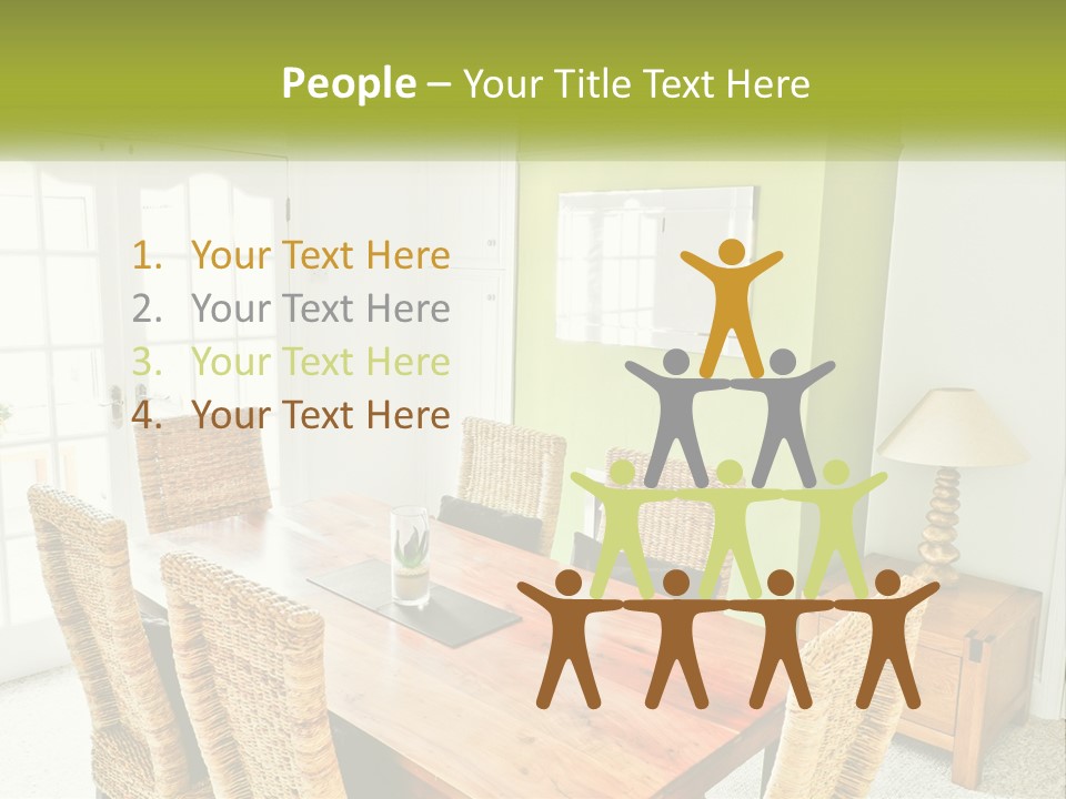 A Table With Chairs And A Lamp In A Room PowerPoint Template