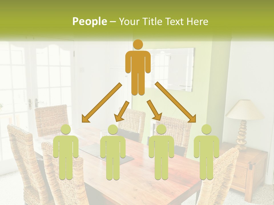 A Table With Chairs And A Lamp In A Room PowerPoint Template