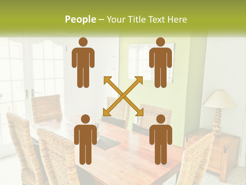 A Table With Chairs And A Lamp In A Room PowerPoint Template