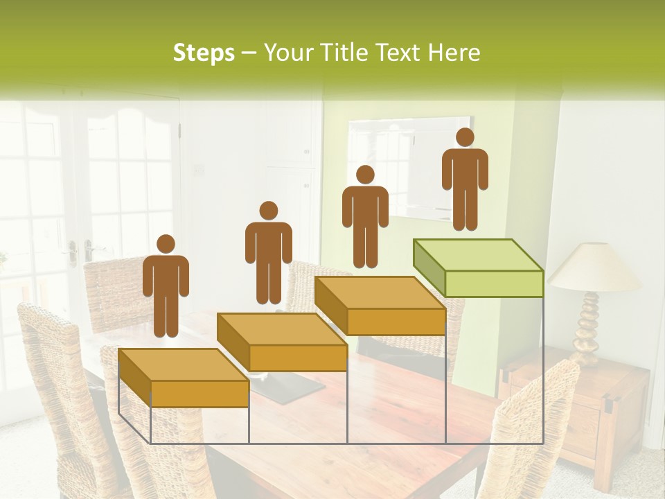 A Table With Chairs And A Lamp In A Room PowerPoint Template