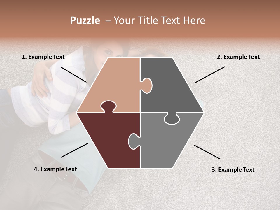 A Man And A Woman Laying On The Floor With Their Arms Around Each Other PowerPoint Template