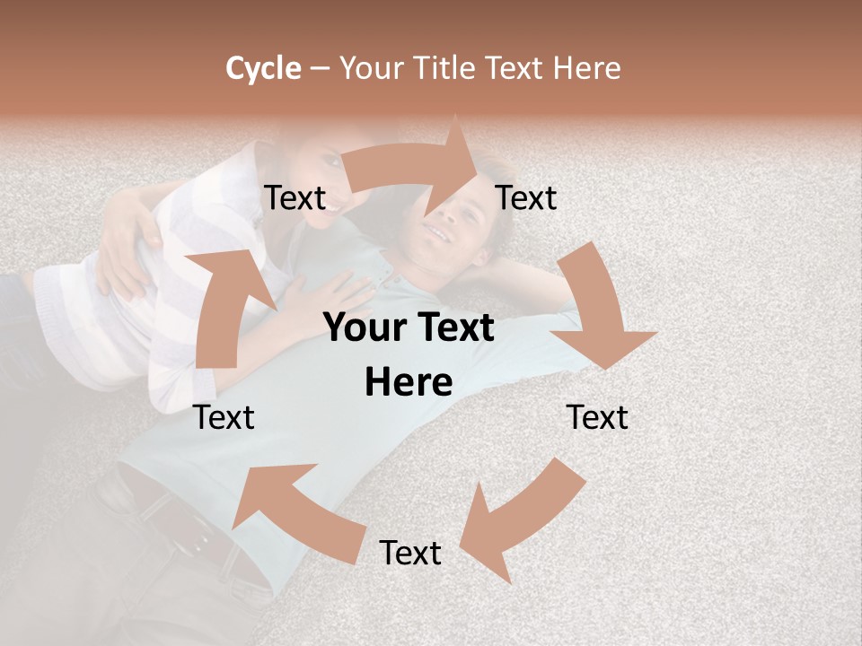 A Man And A Woman Laying On The Floor With Their Arms Around Each Other PowerPoint Template