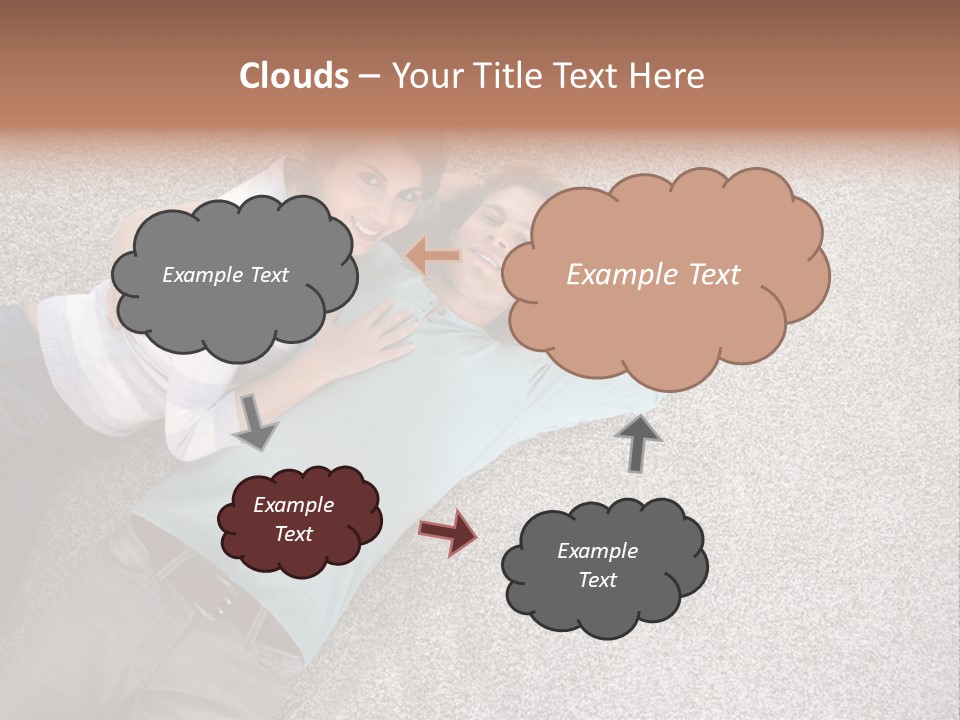 A Man And A Woman Laying On The Floor With Their Arms Around Each Other PowerPoint Template