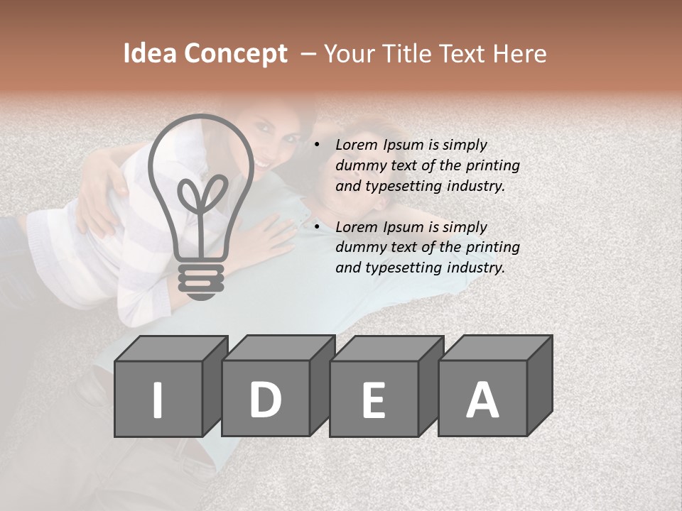 A Man And A Woman Laying On The Floor With Their Arms Around Each Other PowerPoint Template