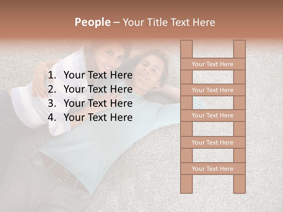 A Man And A Woman Laying On The Floor With Their Arms Around Each Other PowerPoint Template