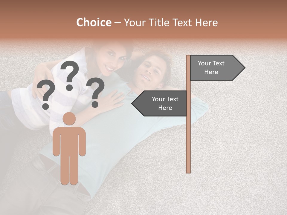 A Man And A Woman Laying On The Floor With Their Arms Around Each Other PowerPoint Template