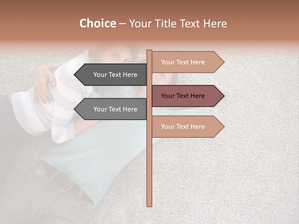 A Man And A Woman Laying On The Floor With Their Arms Around Each Other PowerPoint Template