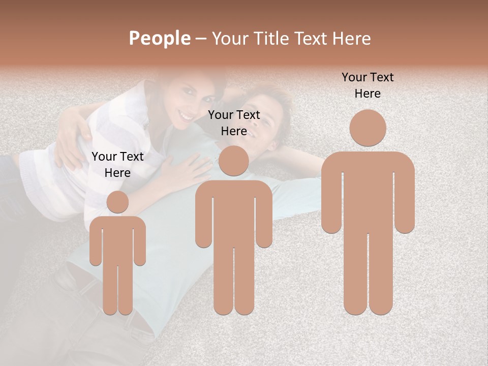 A Man And A Woman Laying On The Floor With Their Arms Around Each Other PowerPoint Template