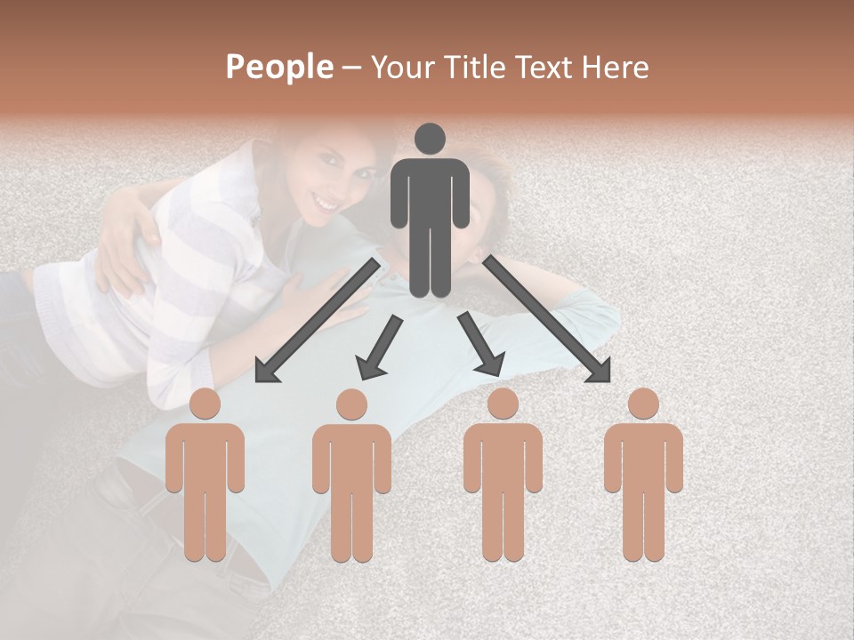 A Man And A Woman Laying On The Floor With Their Arms Around Each Other PowerPoint Template