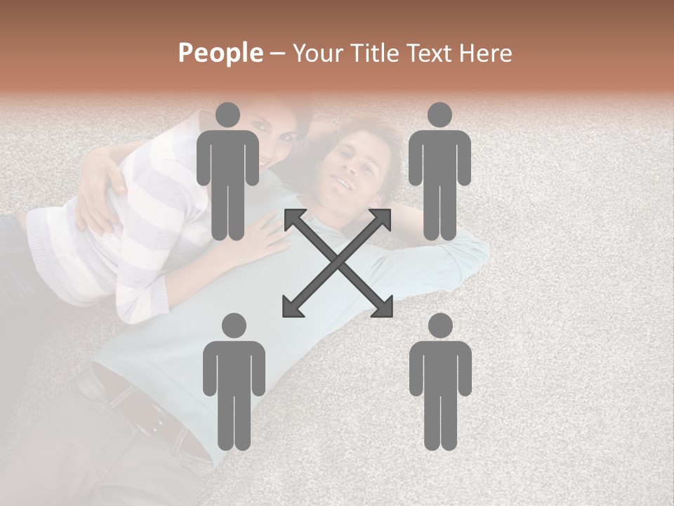 A Man And A Woman Laying On The Floor With Their Arms Around Each Other PowerPoint Template