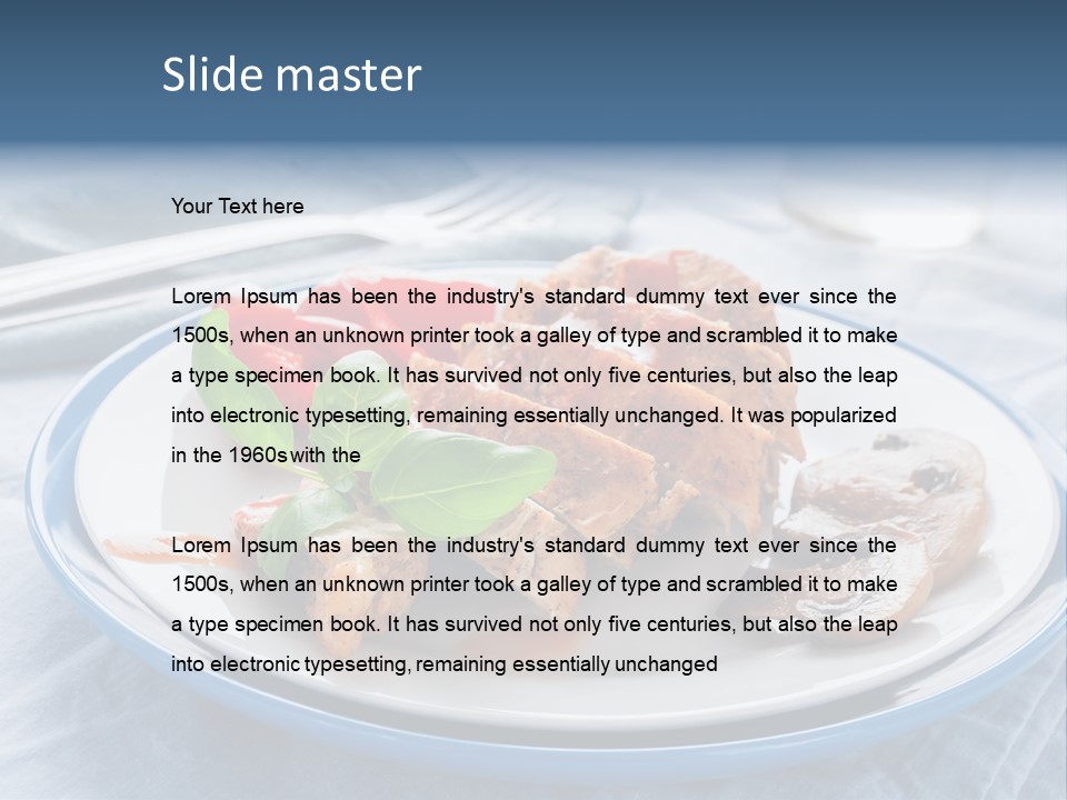 A White Plate Topped With Meat And Vegetables PowerPoint Template