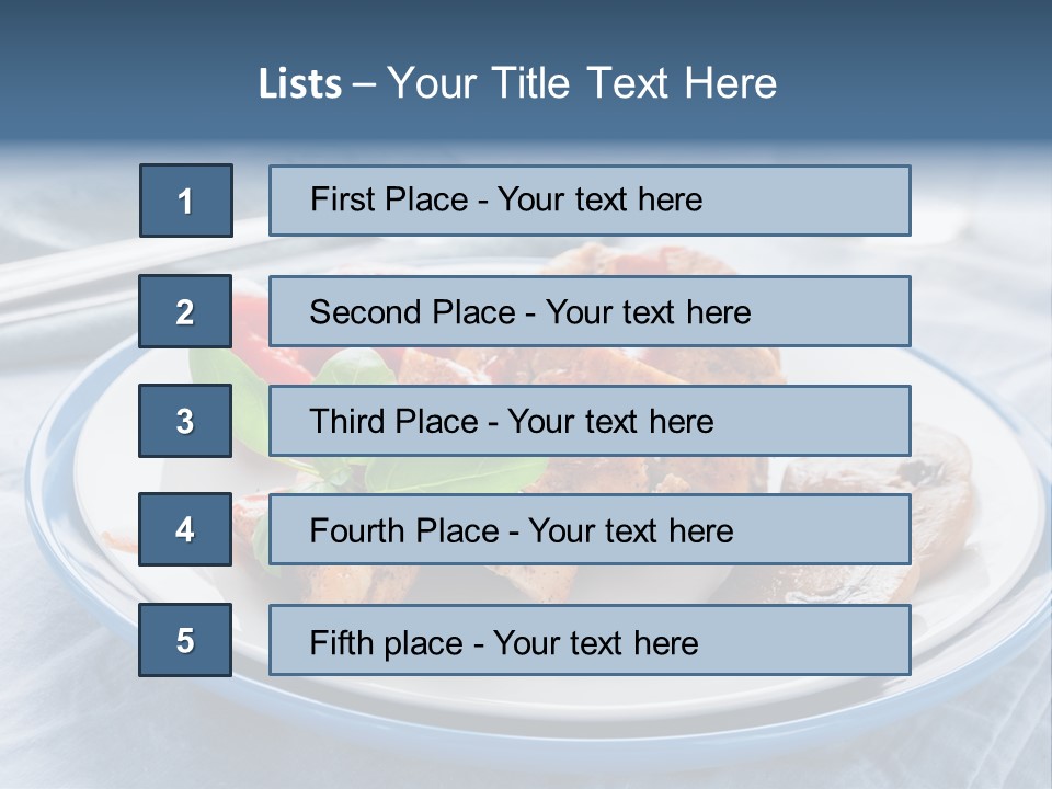 A White Plate Topped With Meat And Vegetables PowerPoint Template