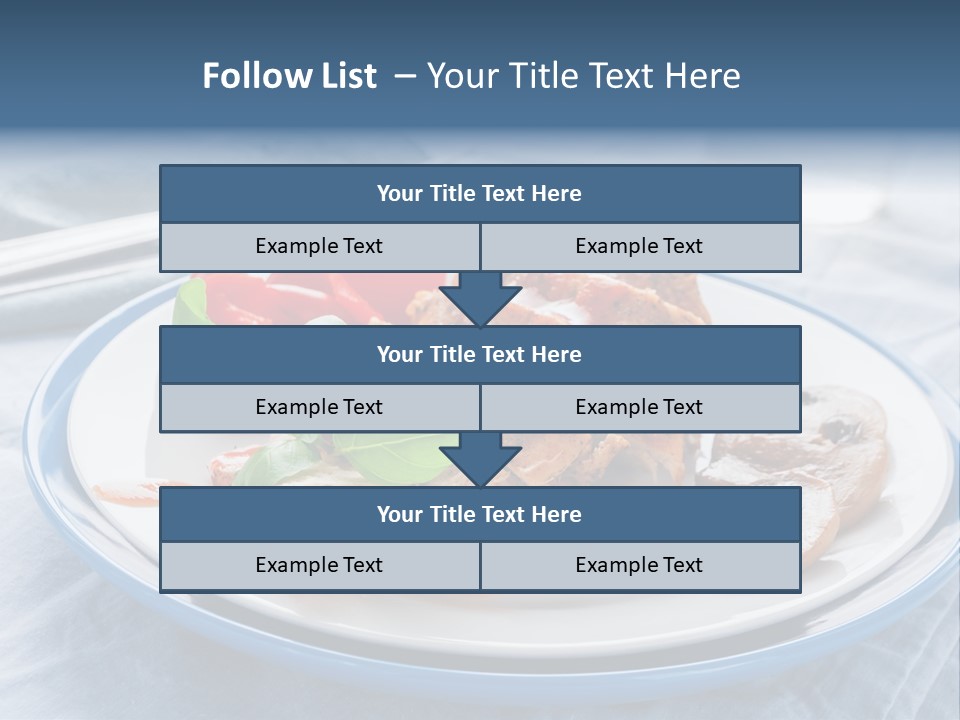 A White Plate Topped With Meat And Vegetables PowerPoint Template