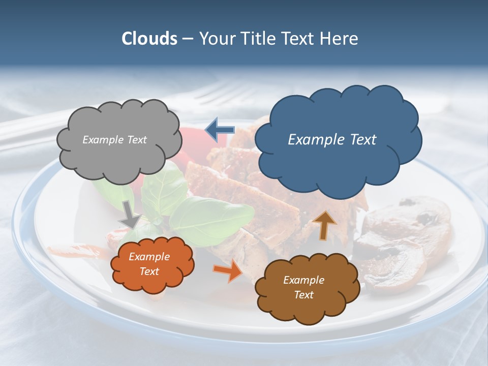 A White Plate Topped With Meat And Vegetables PowerPoint Template