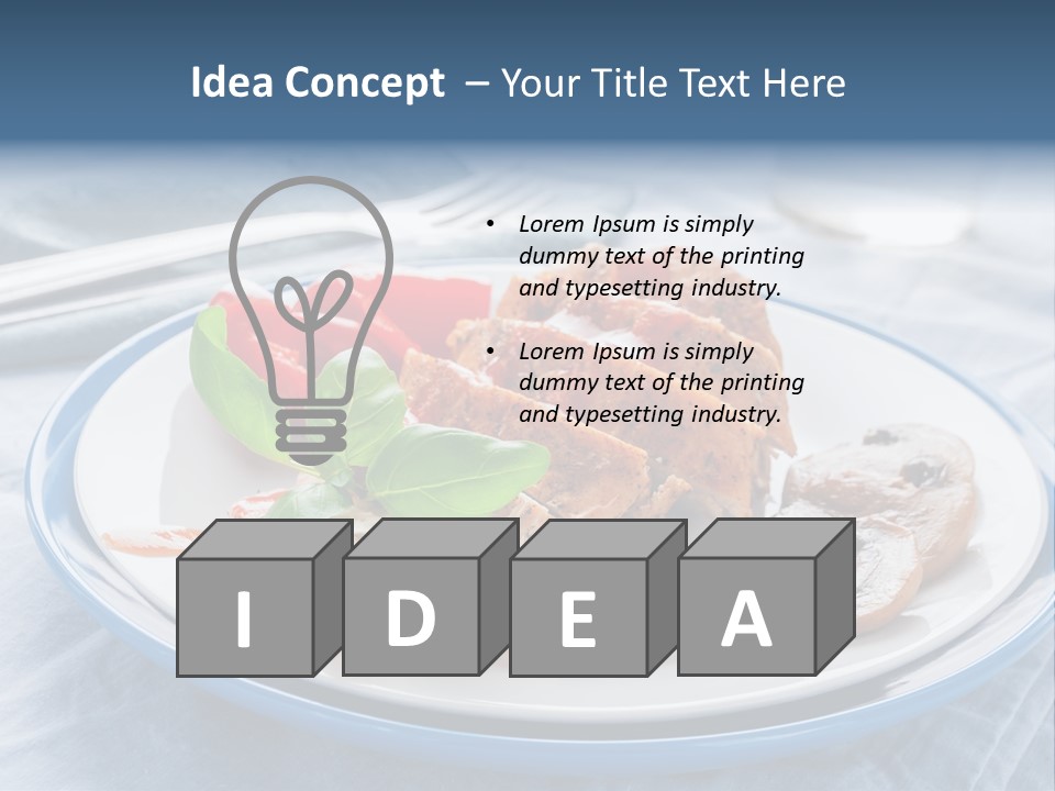 A White Plate Topped With Meat And Vegetables PowerPoint Template