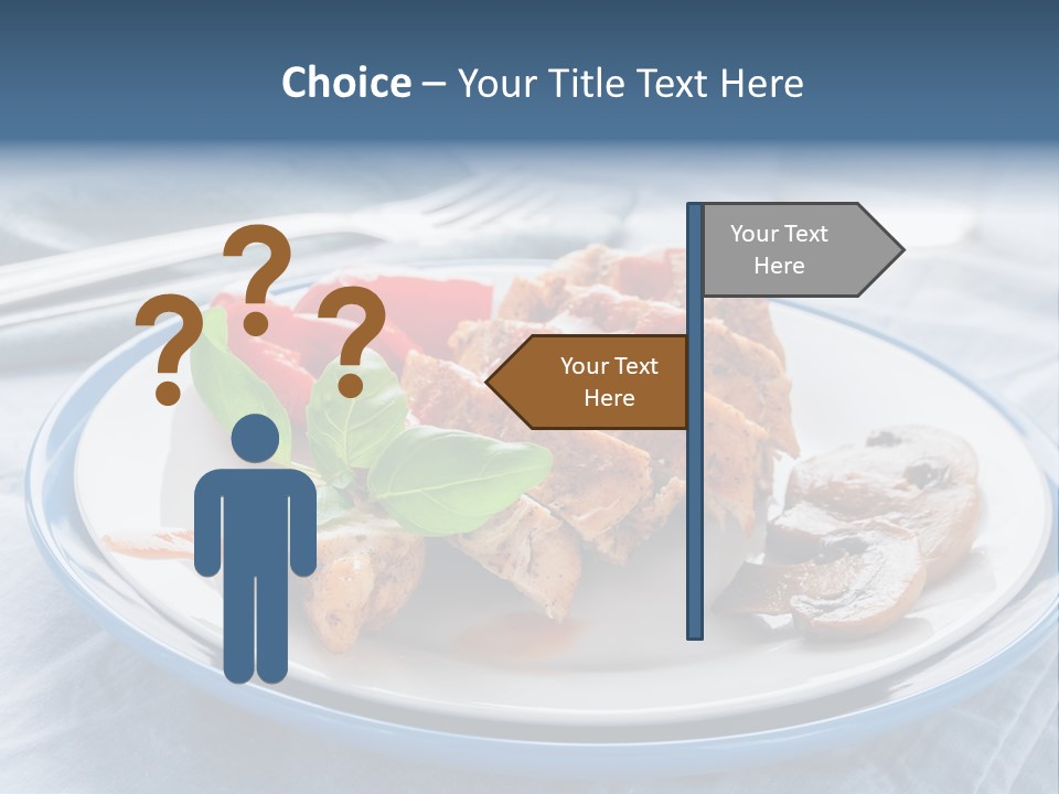 A White Plate Topped With Meat And Vegetables PowerPoint Template