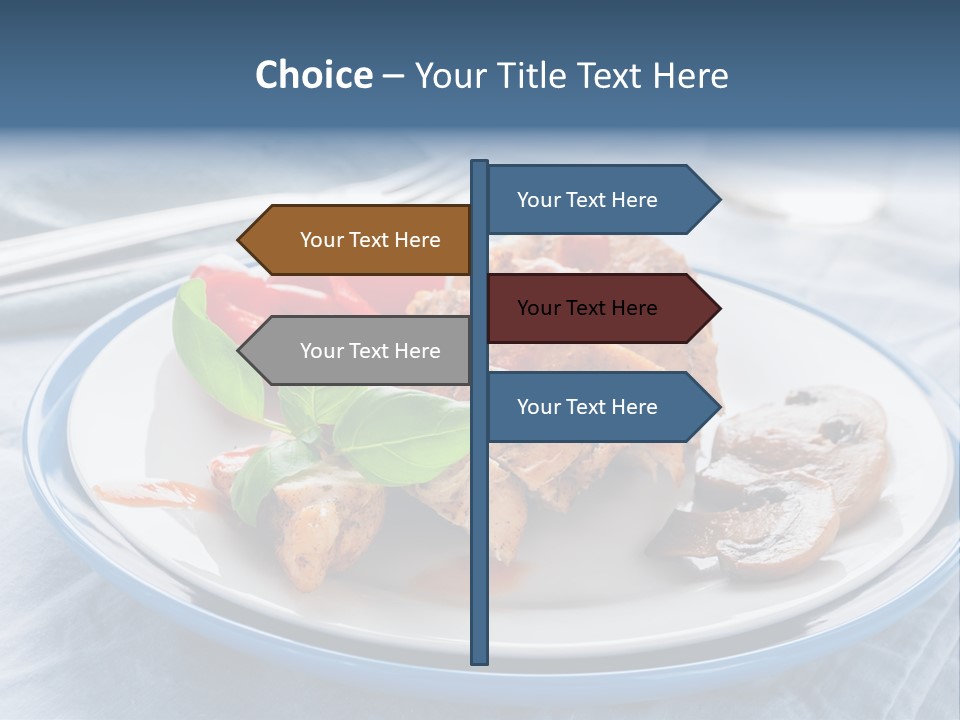 A White Plate Topped With Meat And Vegetables PowerPoint Template