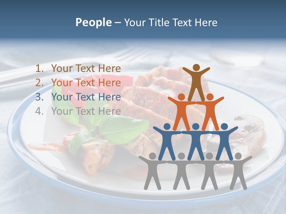 A White Plate Topped With Meat And Vegetables PowerPoint Template