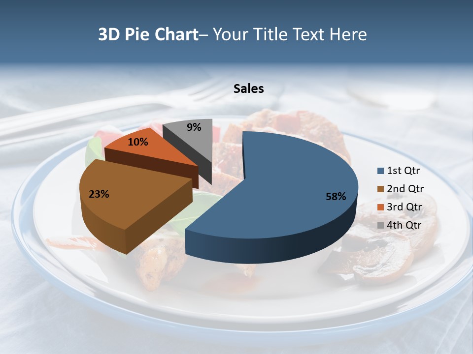 A White Plate Topped With Meat And Vegetables PowerPoint Template