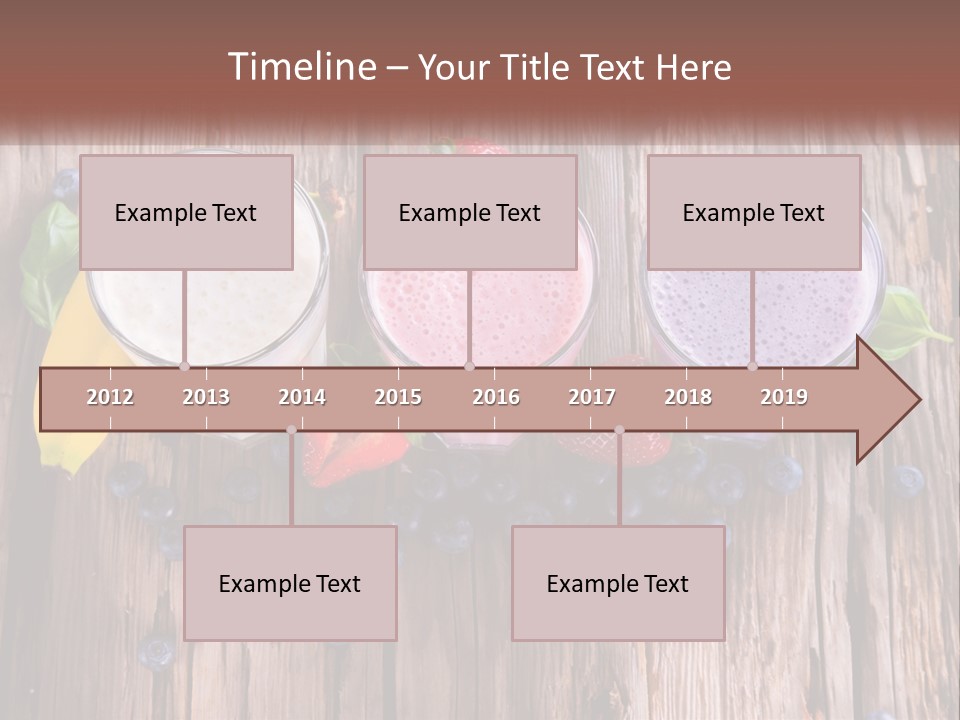 Three Glasses Of Smoothie With Strawberries And Blueberries On A Wooden Table PowerPoint Template