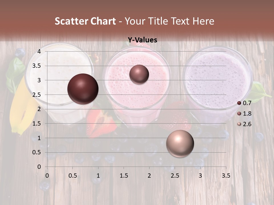 Three Glasses Of Smoothie With Strawberries And Blueberries On A Wooden Table PowerPoint Template