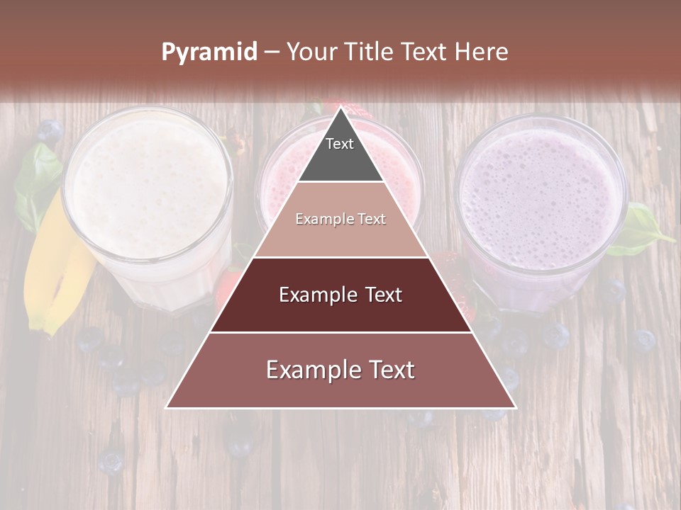 Three Glasses Of Smoothie With Strawberries And Blueberries On A Wooden Table PowerPoint Template