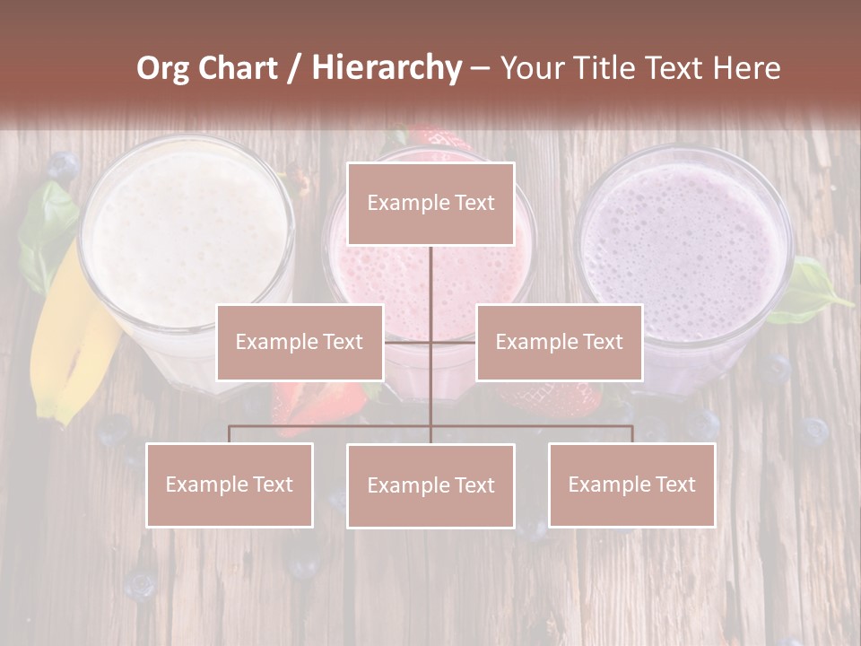 Three Glasses Of Smoothie With Strawberries And Blueberries On A Wooden Table PowerPoint Template