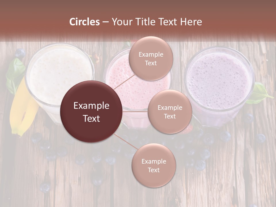 Three Glasses Of Smoothie With Strawberries And Blueberries On A Wooden Table PowerPoint Template