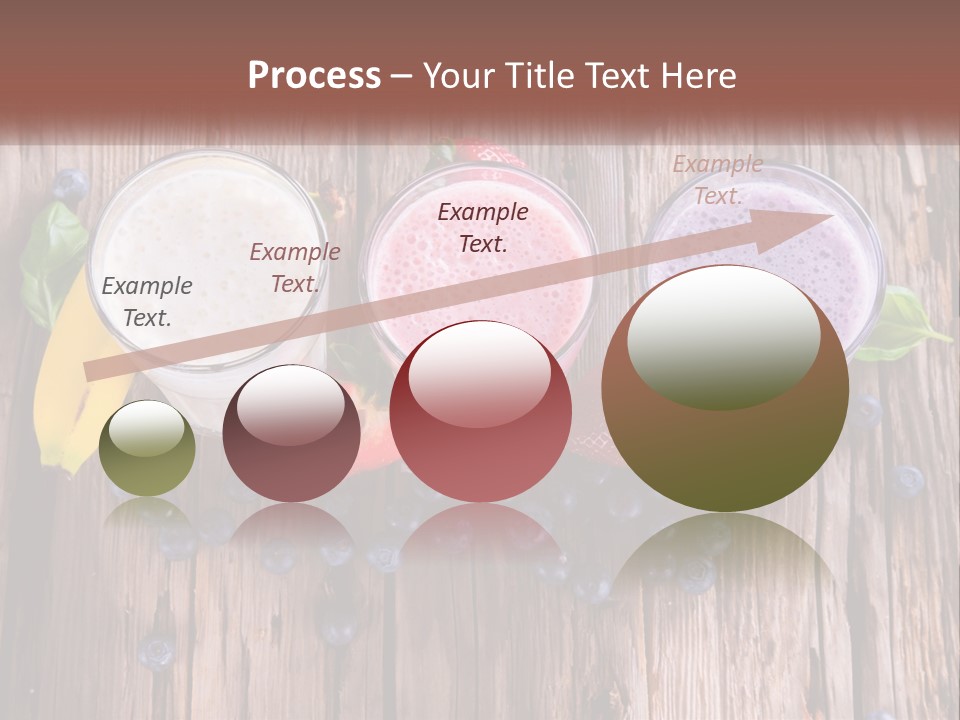 Three Glasses Of Smoothie With Strawberries And Blueberries On A Wooden Table PowerPoint Template