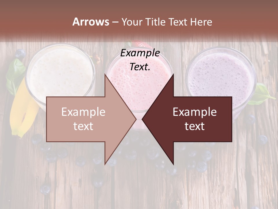 Three Glasses Of Smoothie With Strawberries And Blueberries On A Wooden Table PowerPoint Template
