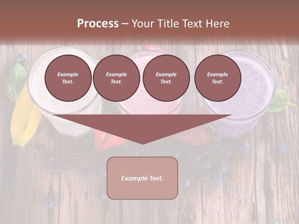 Three Glasses Of Smoothie With Strawberries And Blueberries On A Wooden Table PowerPoint Template