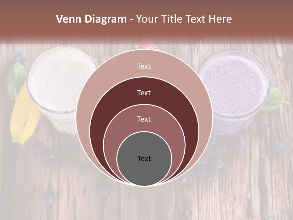 Three Glasses Of Smoothie With Strawberries And Blueberries On A Wooden Table PowerPoint Template