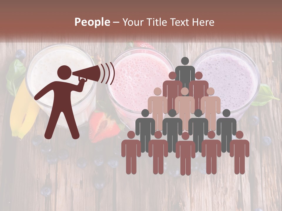 Three Glasses Of Smoothie With Strawberries And Blueberries On A Wooden Table PowerPoint Template