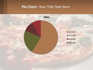 A Pizza Sitting On Top Of A Wooden Table PowerPoint Template