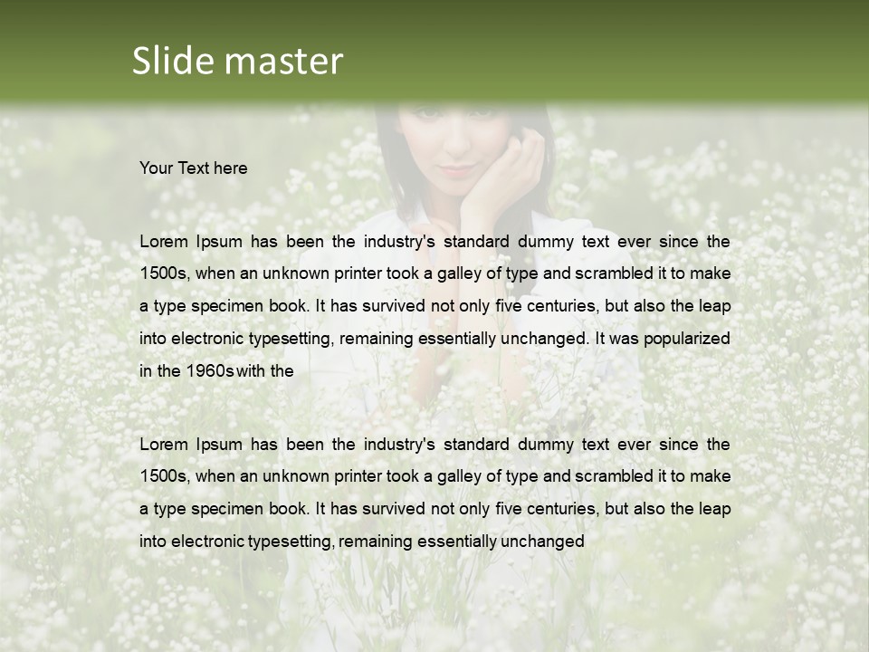 A Woman Standing In A Field Of White Flowers PowerPoint Template