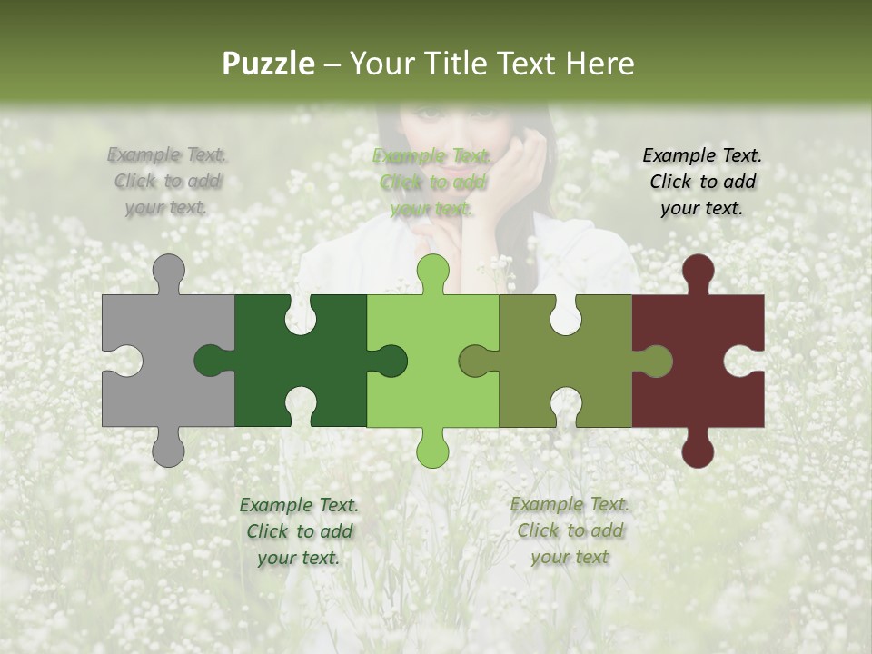 A Woman Standing In A Field Of White Flowers PowerPoint Template