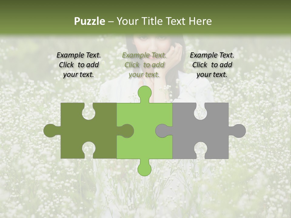 A Woman Standing In A Field Of White Flowers PowerPoint Template