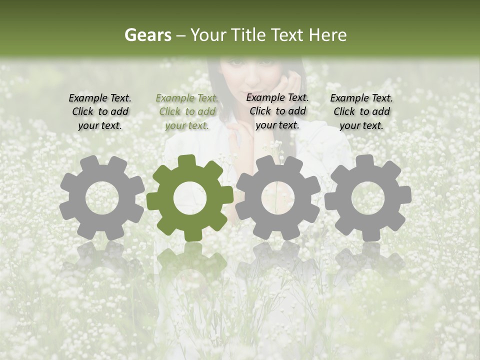 A Woman Standing In A Field Of White Flowers PowerPoint Template